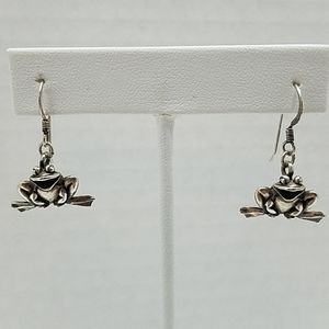 Sterling silver frog earrings